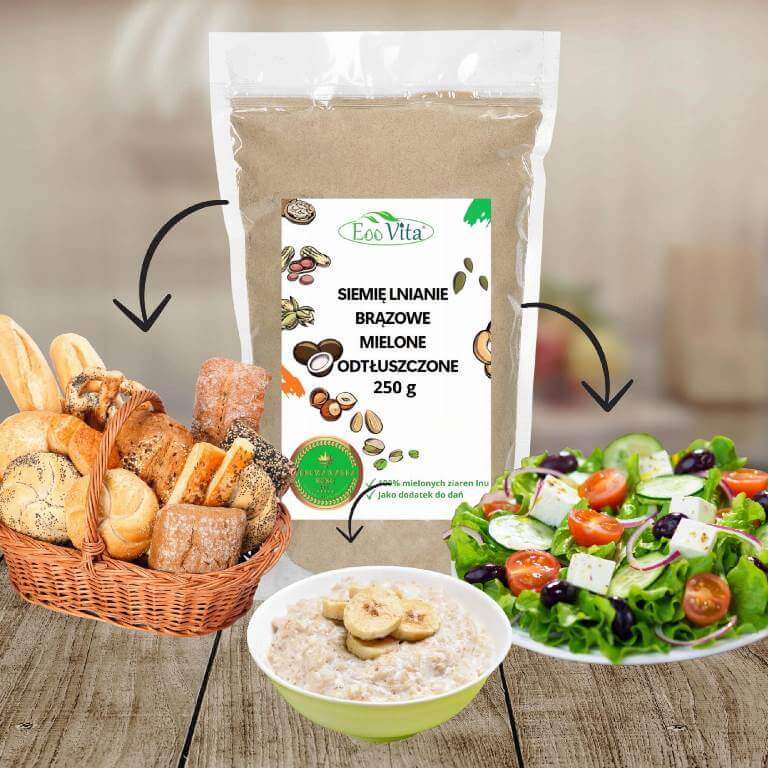 Siemie Lniane Brązowe Mielone Odtłuszczone 250 g