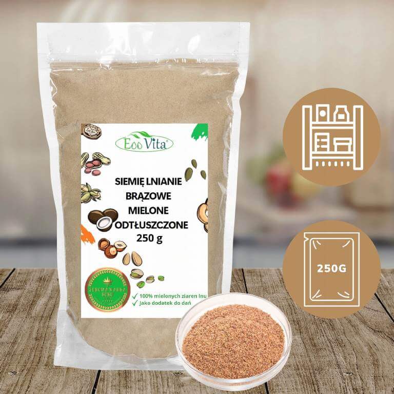 Siemie Lniane Brązowe Mielone Odtłuszczone 250 g