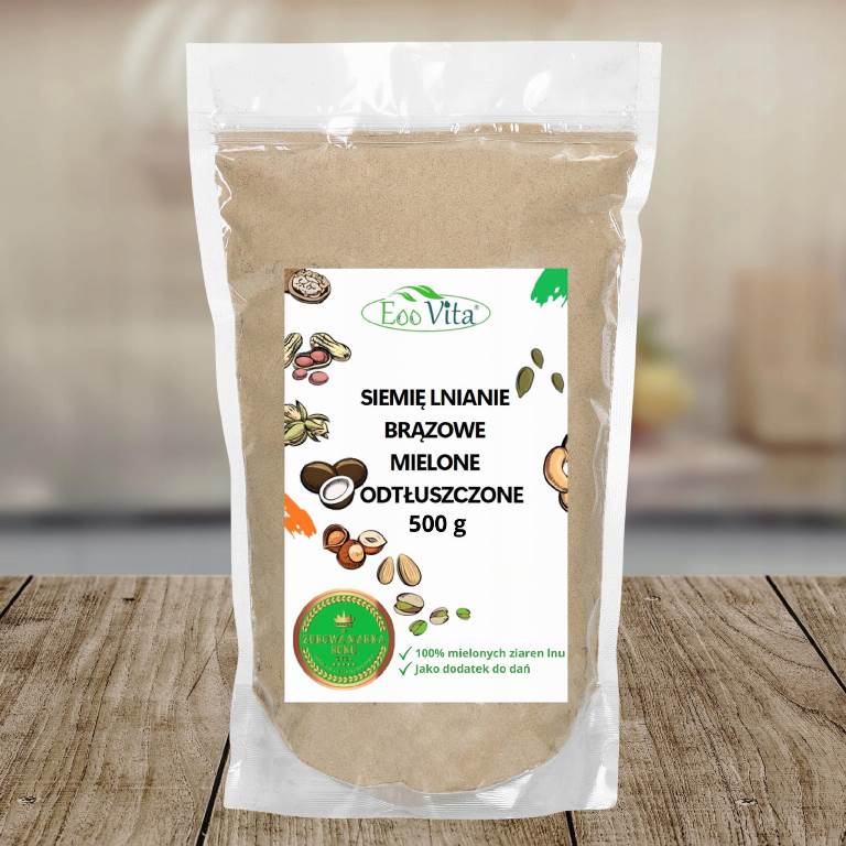 Siemie Lniane Brązowe Mielone Odtłuszczone 500 g